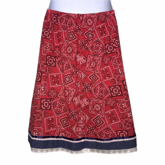 Vintage Reversible Western Denim Paisley Skirt M - Picture 6 of 12